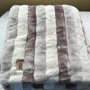 UGG Breton Stripe Faux Fur Throw Blanket